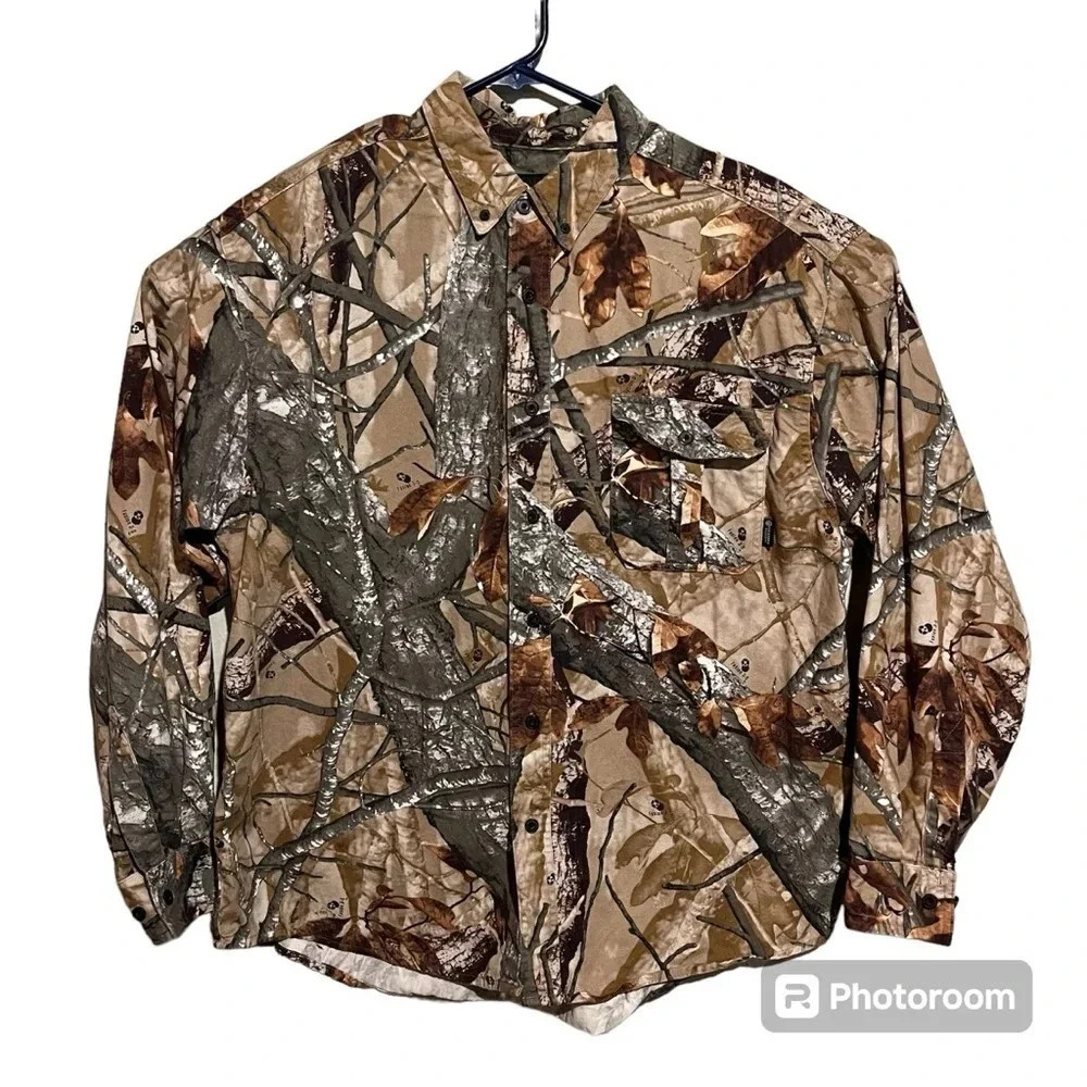 Outfitters Ridge Hunting Shirt Mens Size XL Camouflage Collared Long Sleeve